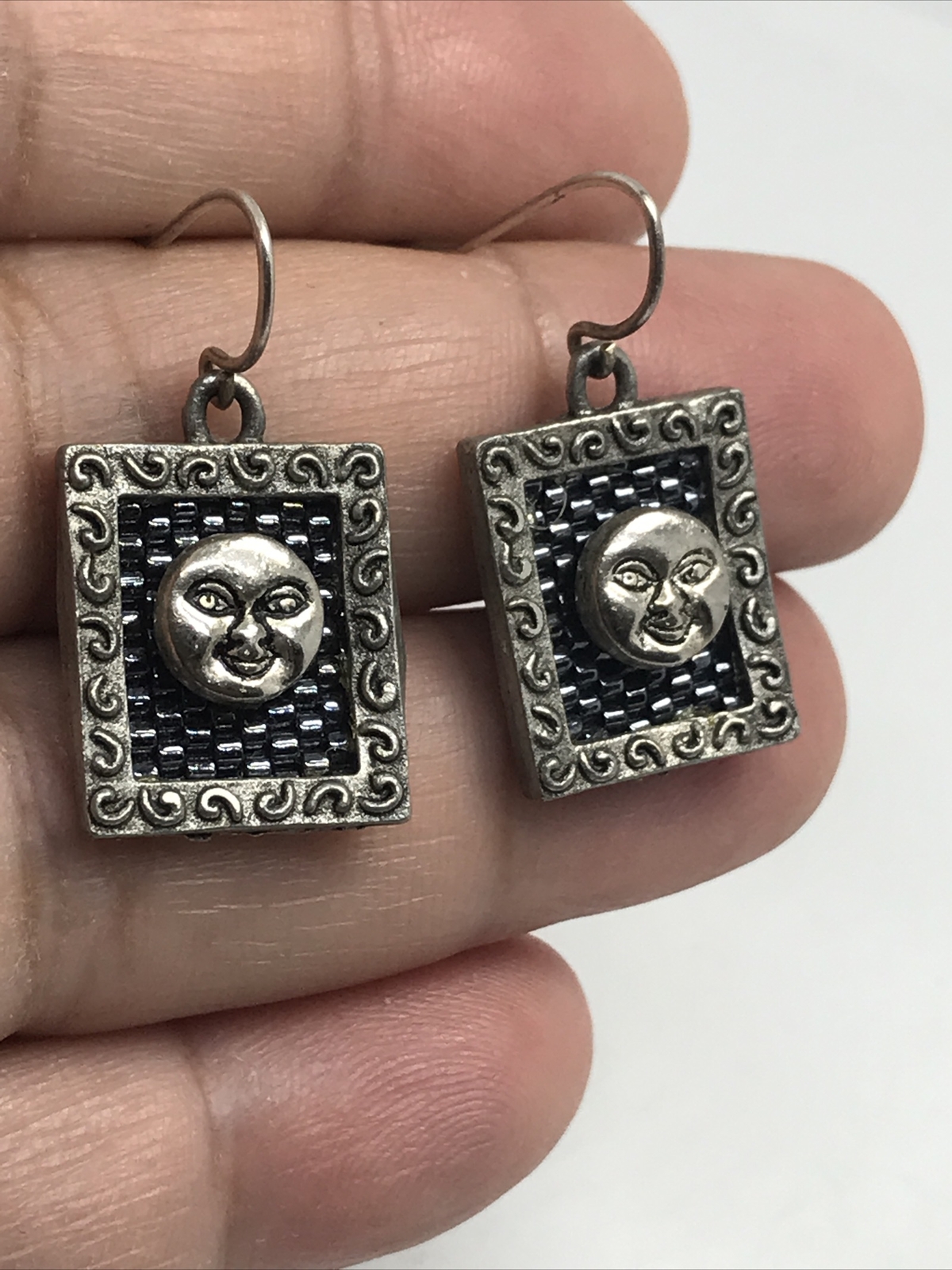 sterling silver moon face earrings - image 4