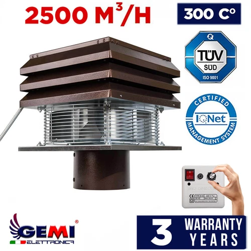 GEMI BASIC CHIMNEY EXHAUST FAN FLUE FIREPLACE For Round Flue 20 cm/ 8" 110 VOLTS