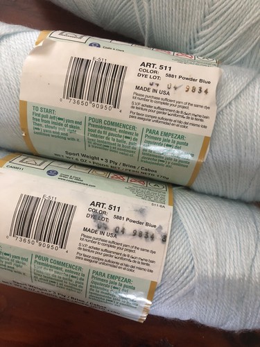 Red Heart TLC Baby Yarn 5881 Powder Blue 5011 White 7812 Sky Blue Lot 6 Skeins - Picture 7 of 7