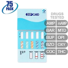 NEW Mintegrity Drug Test 10-Panel Dip Card Urine Home Kit 75-Pack #MI-WDOA-9104