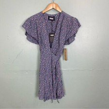 Reformation Samba Mini Dress Poplar Blue Floral Small Crepe