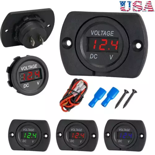 DC12V-24V Car Panel LED Digital Display Voltmeter Voltage Meter Battery Gauge US
