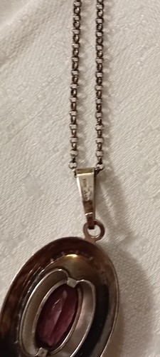 Vintage Andreas Daub A*D Sterling Silver & Faux Amethyst Glass Pendant Germany - Picture 12 of 16
