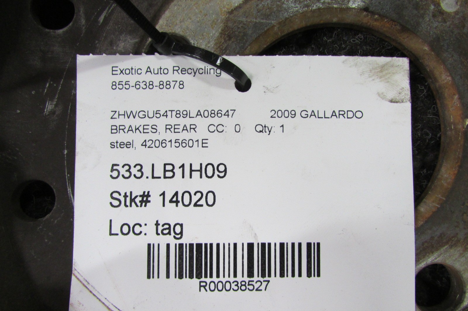 Lamborghini Gallardo LP560, 570, Rear Brake Rotor, Steel Disc, P/N 420615601E