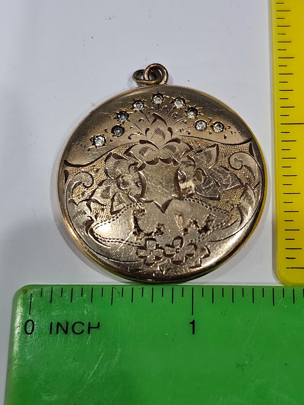 Antique gold filled Victorian Locket carved work flor… - Gem