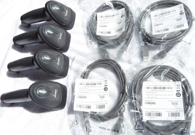 Lot 4 Zebra Motorola Symbol LS2208 Barcode Scanner with USB Cable (Black)