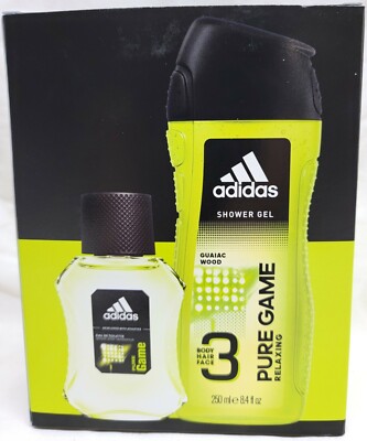 ADIDAS Men's Pure Game 2 Piece Set Hair Face Body Wash Shower Gel & Fragrance