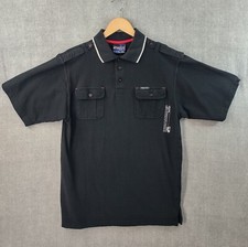Vtg Y2K Mecca Shirt Men L Black Polo Hip Hop Urban Streetwear Epaulets Pockets