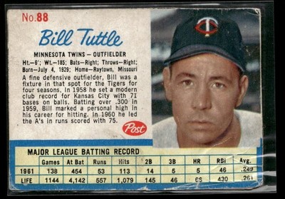 Bill Tuttle 1962 Post Set-Break #88 Minnesota Twins