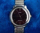 Vintage 1977 Timex Marlin Mechanical Purple Dial/Flex Bracelet Men's Watch 35mm