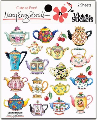 Mary Engelbreit Stickers 2 Sheets Whimsical Mary's Tea Pots Patterns Flowers