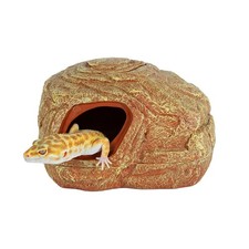 Gecko Hide Cave, 2 in 1 Snake Reptile Hideout for Hide  Rest  Breed  Feedi...