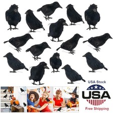 18 Halloween Black Crows,Realistic Feathered Crow Ravens Prop for Inddor Outdoor