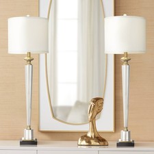 Lana Modern Table Lamps 38 1/2" Tall Set of 2 Clear Crystal Glass for Bedroom