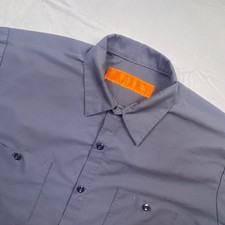 Red Kap Mens XL Charcoal Gray Industrial Work Shirt Short Sleeve Button Up