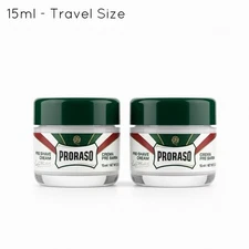 PRORASO Green Pre & Post Shave Cream Eucalyptus Menthol Travel Size 15ml-2 pack
