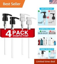 Lockable 4-Pack Shampoo Pump Set: Fits 33.8 oz Bottles, Black  White Design