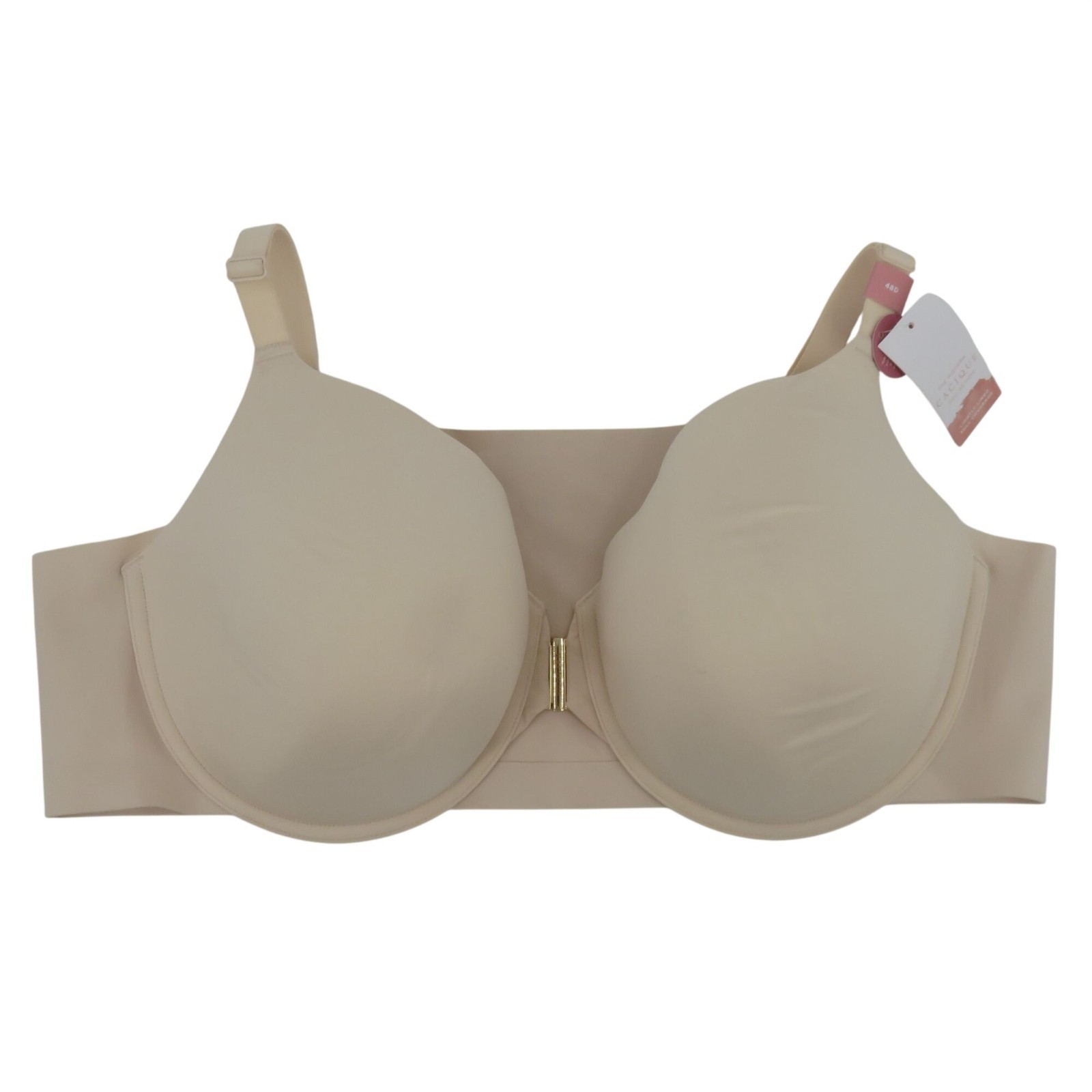Cacique 48D Lightly Lined Full Coverage Bra Front Closure Beige Underwire NEW