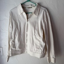 Tommy Bahama Vintage Womens White Stretch Full Zip Casual Jacket Size L