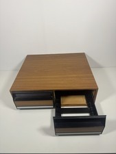 Vintage VHS Tape Holder Wood Grain 2 Drawer Cabinet Storage Case Holds 24 Tapes