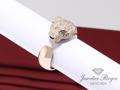 Cartier Ring Panthere Mittleres Modell Roségold 750 Diamanten Größe 52 N4742252