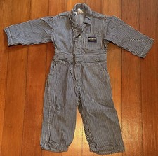 VINTAGE 70s OSHKOSH B'GOSH TODDLER HICKORY STRIPE COVERALLS UNION MADE 12M 18M