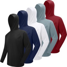 5 Pack Men's Athletic Hoodies Moisture Wicking Long Sleeve Fishing Shirts UPF...