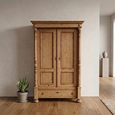 28302 Kleiderschrank Dielenschrank Gründerzeit 1880 massiv Kiefer Antik