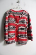 M&S Per Una Womens Large Button Contrast Cardigan - Red - Size L Large (g99)