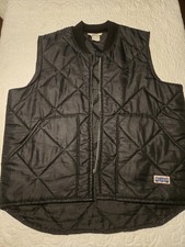 Vintage Vest Big Smith Size M/L 60s Black Diamond Quilt Varsity Collar Zip Close