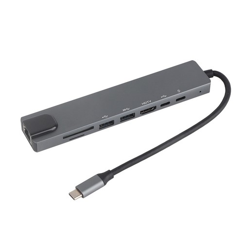 8‑In‑1 Type‑C To Hub Rj45 Card Reader Multi‑Function Dock Adapter AM - Afbeelding 2 van 14