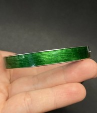 Armband Armreif Silber 925 Sterling grüne Emaille Top Zustand Schmuck Vintage