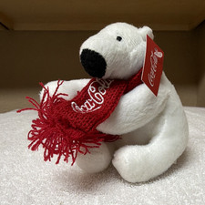 Coca-Cola Polar Bear Plush Stuffed Animal w/ Red Scarf 1999 Small 01404
