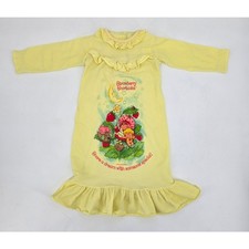 Vintage Strawberry Shortcake Nightgown Yellow Ruffle Retro 80s Cottagecore