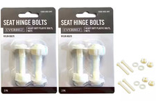 4 Universal Toilet Seat Hinge Bolts Set 3/8 in. Dia Plastic White 2.39 in Length