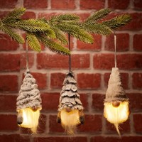 2X Wichtel Mit Led - Zwerg AufhäNger Rosa/Grau - Schwedische Weihnachtsdeko
