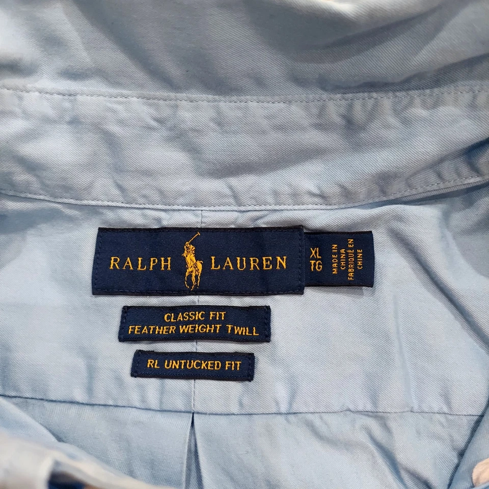 Ralph Lauren Polo Untucked CASUAL BUTTON SHIRT Mens Size XL Blue Short Sleeve - Image 3 of 4