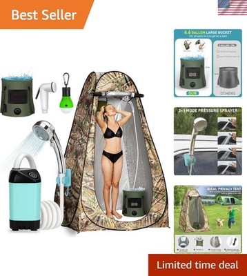 Portable Camping Shower Kit: Pop-Up Tent, Shower Pump & Foldable Bucket Set
