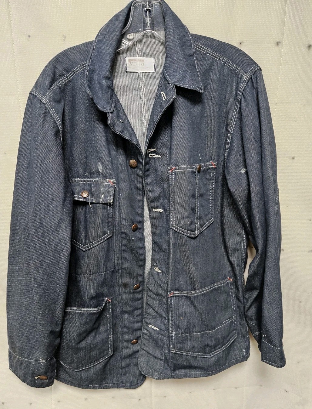 Vtg Montgomery Ward 50s 60s Denim Sanforized Chore Jacket Union Made USA Sz 38
