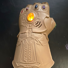 Gold Superhero Costume Gauntlet Hand Prop Glove with Multicolor Stones
