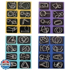 Metal Brain Teaser Puzzles, Set of 32 with Pouch, Steel IQ Games Physics Mind