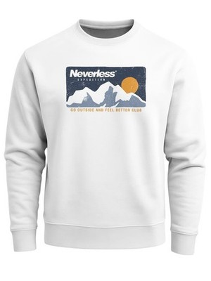 Sweatshirt Herren ohne Kapuze Frontprint Expedition Mountain Berge Design