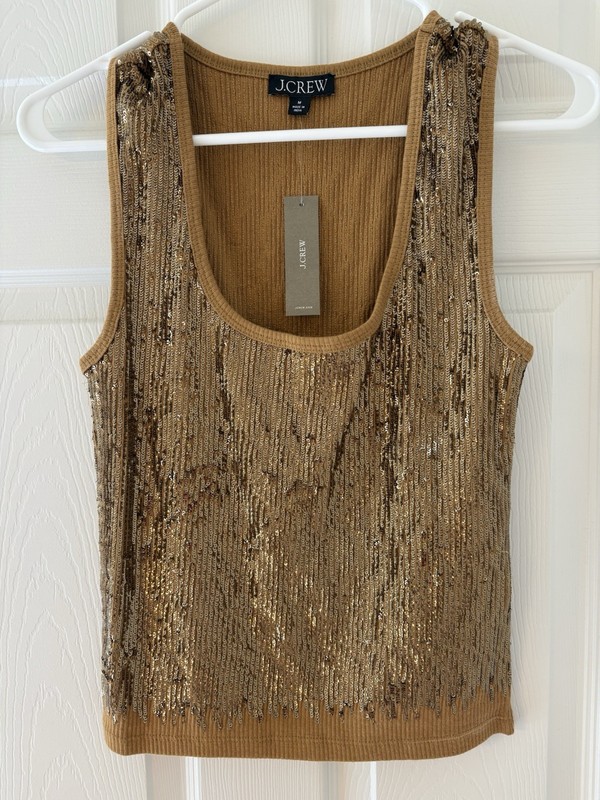 J Crew Sequin Tank Medium Bronze
