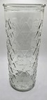 Vintage MCM Diamond Textured Vase Heavy Clear Glass 9.75"x4" EUC Great 🎁