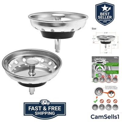 2 Pack - Kitchen Sink Strainer and Stopper Combo Basket Replacement for Stand...
