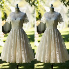 Lace Short Wedding Dress Off Shoulder Elegant A Line White Ivory Bridal Gowns