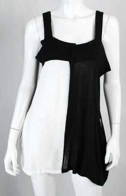 YOHJI YAMAMOTO Y'S Black Knit & White Woven Sleeveless Top 1 S