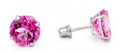 ECHTE 8,62 kt ROSA SAPHIR OHRSTECKER 14 KARAT WEISSGOLD - kostenlose Bewertung