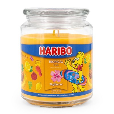 Haribo  Duftkerze Raumduft Aromakerze im Glas Scented Candle große Kerze 510g