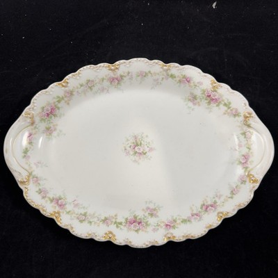 C1850s 11.9  Oval Porcelain Platter By Haviland Limoges Floral Pattern